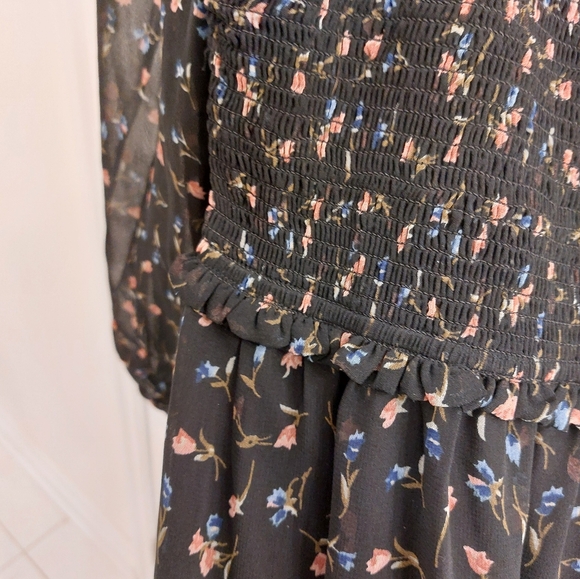 RD Style Smocked Floral Black Dress - Picture 2 of 3